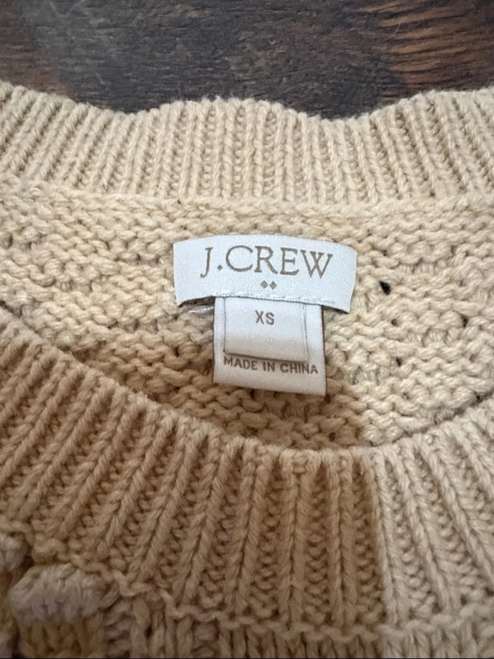 J. Crew Cable-Knit Crewneck Sweater -‎ Cream/Tan